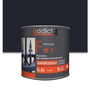 Peinture fer antirouille glycéro int/ext brillant gris anthracite 0.5 L - ADDICT
