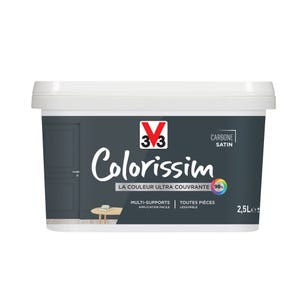 Peinture intérieure multi-supports acrylique satin carbone 2,5 L - V33 COLORISSIM