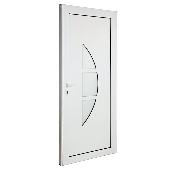 Porte d’entrée aluminium blanc poussant gauche H.215 x l.90 cm Vénésia