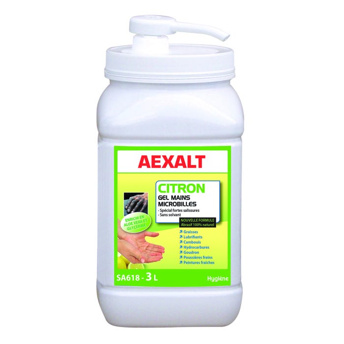 Pompe gel main microbilles citron 3 L - AEXALT