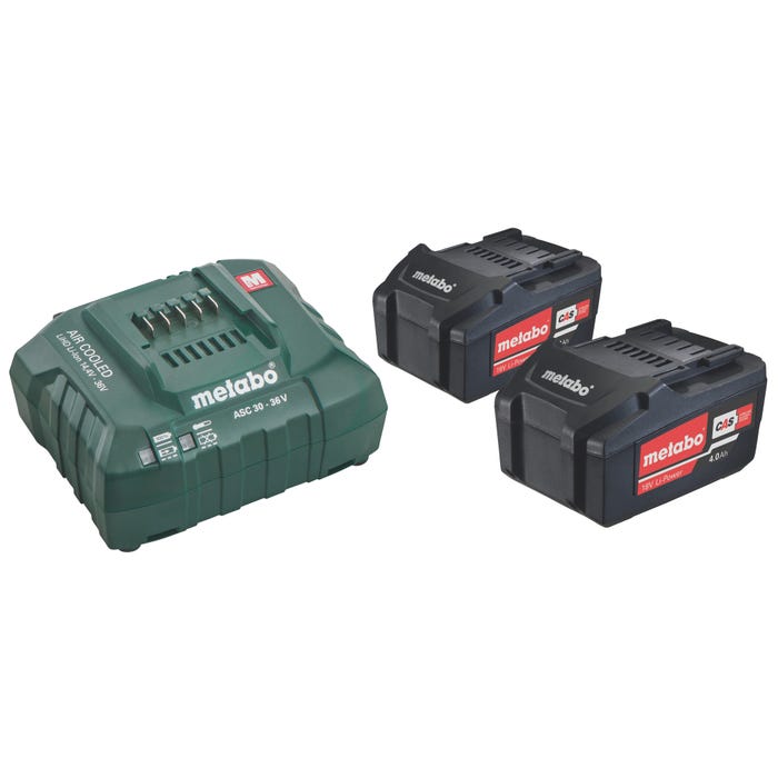 Pack 2 Batteries 18 V 4 Ah Li-Power + chargeur rapide ASC 55 - METABO