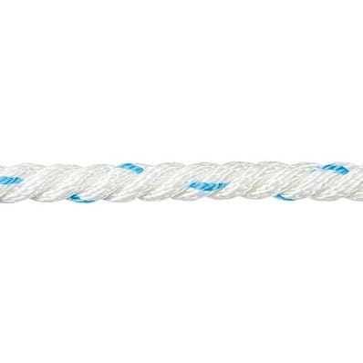 Corde cablée polypropylène blanc/bleu 6mm Long.1 m