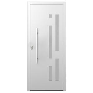 Porte d'entrée aluminium blanche bâton maréchal poussant gauche H.215 x l.10,6 cm Malaga premium
