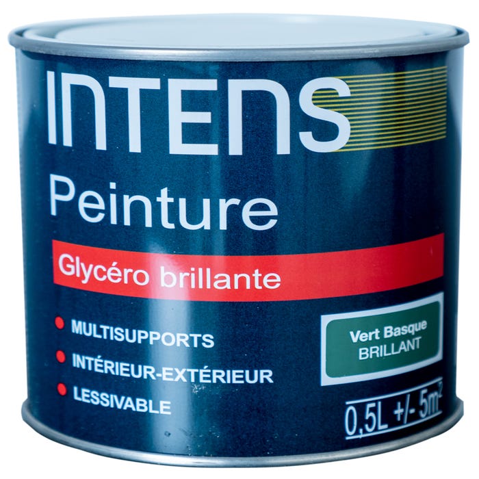 Peinture intérieure et extérieure multi-supports glycéro satin vert basque 0,5 L - INTENS 