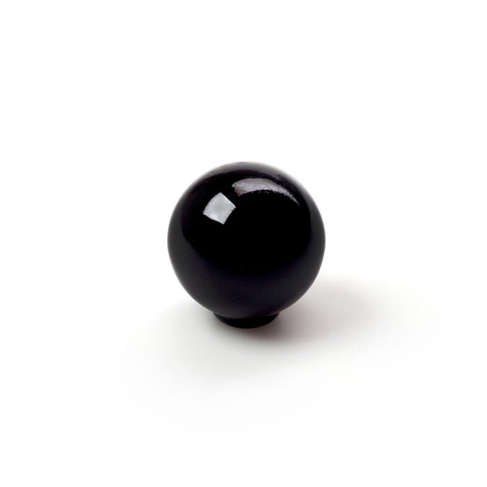 Bouton boule abs noir brillant d28mm