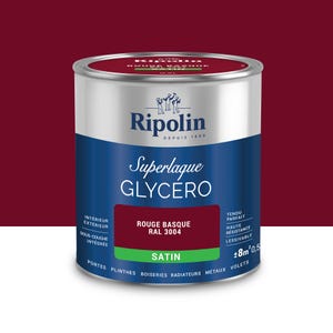 Peinture intérieure et extérieure multi-supports glycéro satin rouge basque 0,5 L - RIPOLIN