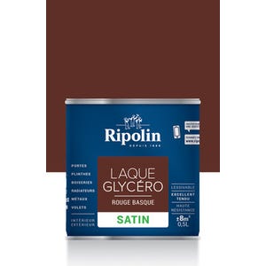 Peinture intérieure et extérieure multi-supports glycéro satin rouge basque 0,5 L - RIPOLIN