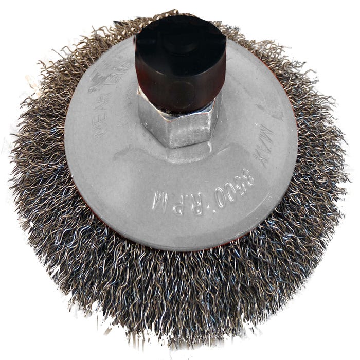 Brosse meuleuse acier conique Diam.100 mm pour meuleuse filetage M14 750047 TECNUM - FARTOOLS