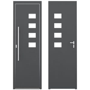 Porte d'entrée aluminium gris poussant gauche H.215 x l.90 cm Valencia