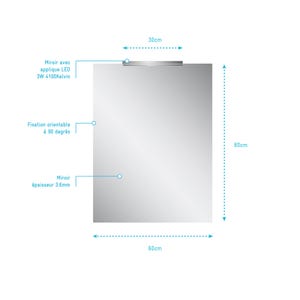 Miroir avec led réglette 80 x 60 cm ATOS