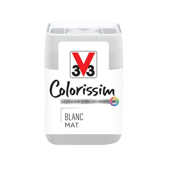 Peinture intérieure multi-supports testeur acrylique mat blanc 75 ml - V33 COLORISSIM