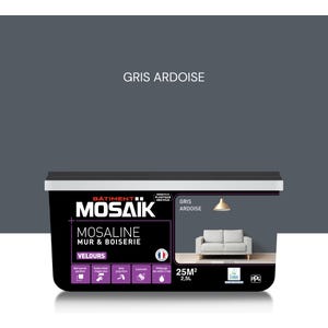 Peinture intérieure multi support acrylique velours gris ardois 2,5 L Mosaline - MOSAIK