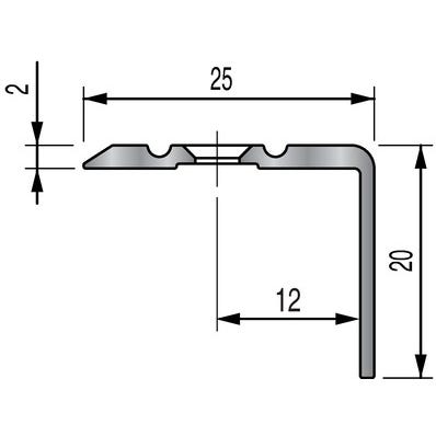 Nez de marche aluminium strié à visser L.110 x l.2,50 cm Tecnis