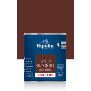 Peinture intérieure et extérieure multi-supports glycéro brillant rouge basque 2 L - RIPOLIN