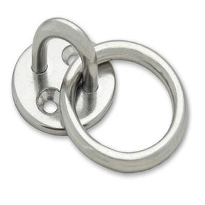 Platine ronde+anneau inox Diam.5 mm Diam. de la anse 30 mm 2 pièces