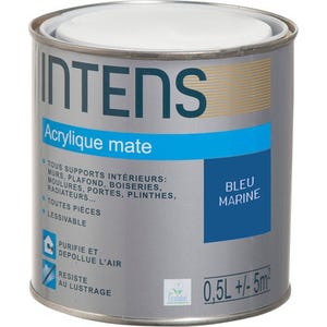 Peinture intérieure multi-supports acrylique monocouche mate bleu marine 0,5 L - INTENS
