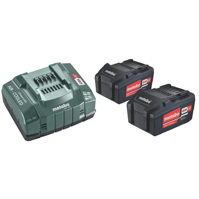 Pack 2 Batteries 18 V 2 Ah + chargeur ultrarapide ASC145 en carton - METABO