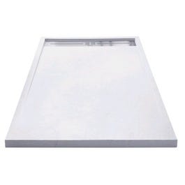 Receveur extra plat à poser ou à encastrer écoulement caniveau en résine blanc l.180 x L.80 cm