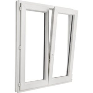 Fenêtre PVC H.165 x l.90 cm ouvrant à la française 2 vantaux blanc