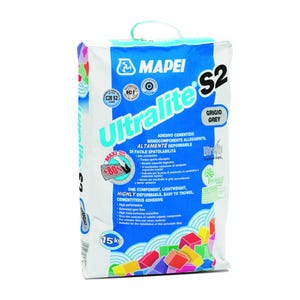 Mortier colle carrelage gris 15 kg Ultralite S2 - MAPEI