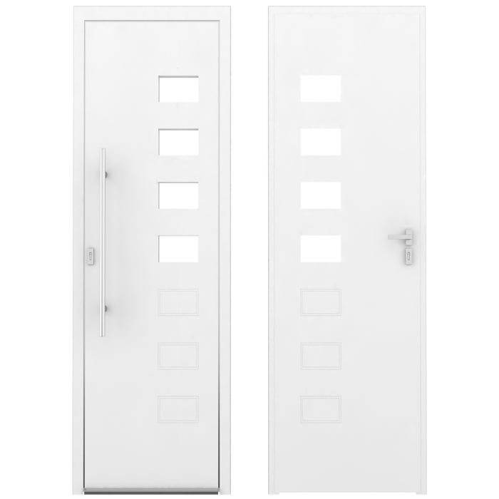 Porte d'entrée aluminium poussant gauche H.215 x l.90 cm Valencia blanc