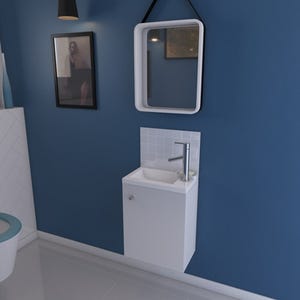 Meuble lave-mains de salle de bain blanc l.40 x H.50 x P.25 cm Eco 40