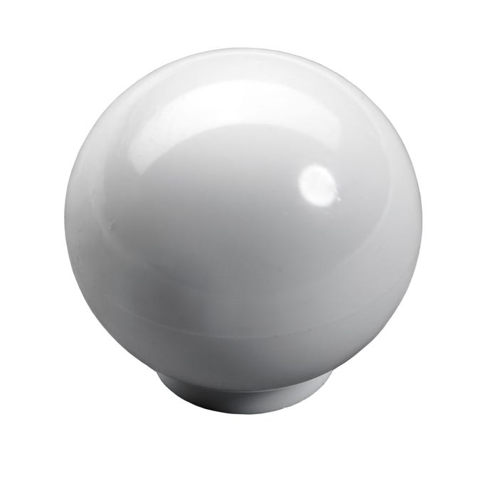 Bouton boule en plastique blanc Diam.30 mm