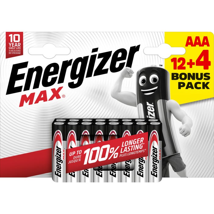 LOT 16 PILES AAA MAX ENERGIZER 12+4