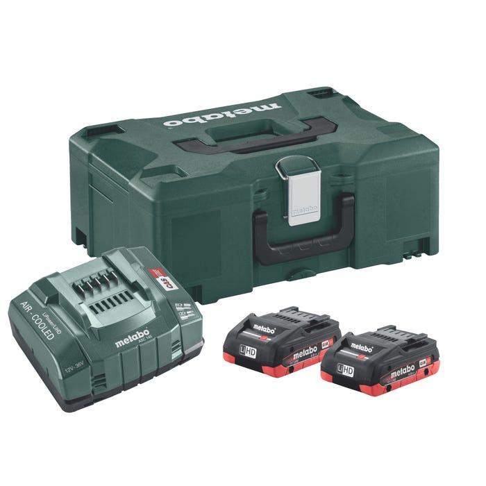 Pack 2 Batteries 18 V  4 Ah + chargeur ultrarapide rapide ASC145 en box - METABO