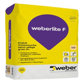 Enduit monocouche jaune dune 25 kg Weberlite F - WEBER