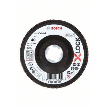 Disque à lamelles X-Lock grain 40 plateau fibre pour meuleuse X-Lock Diam.115 mm - BOSCH PROFESSIONNEL