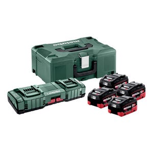 Pack 3 Batteries 18 V 5,5 Ah LiHD + Chargeur Ultrarapide double ASC 145 Duo en box - METABO