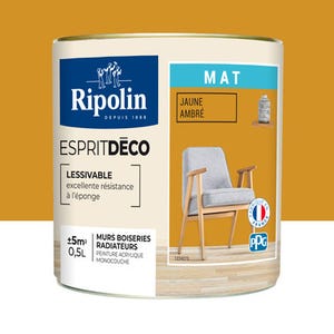 Peinture intérieure multi-supports acrylique mat jaune ambre 0,5 L Esprit déco - RIPOLIN