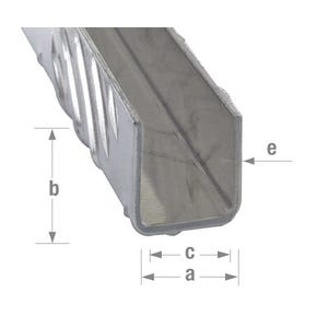 Profilé u damier aluminium brut 22x22mm int.19 mm L. 100 cm