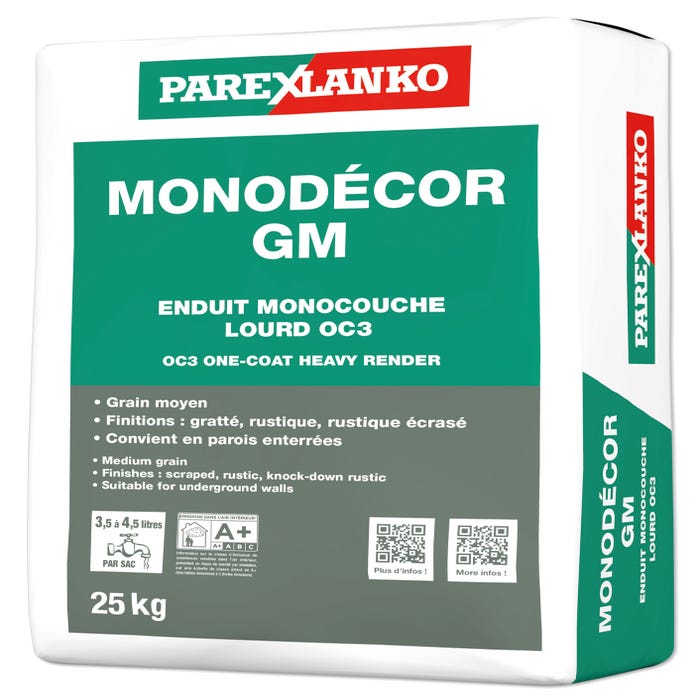 ENDUIT MONO MONODECOR GM G10 25 KG