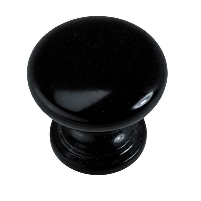 Set de 6 boutons en plastique noir Diam.25 mm