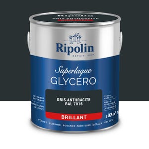 Peinture intérieure et extérieure multi-supports glycéro brillant gris anthracite 2 L - RIPOLIN