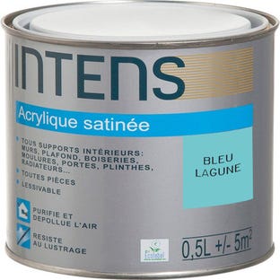 Peinture intérieure multi-supports acrylique monocouche satin bleu lagune 0,5 L - INTENS
