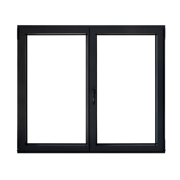 Fenêtre aluminium H.115 x l.100 cm ouvrant à la française 2 vantaux gris