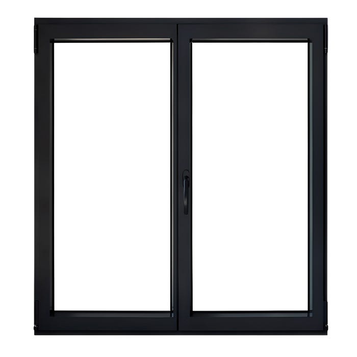Fenêtre aluminium H.95 x l.120 cm ouvrant à la française 2 vantaux gris