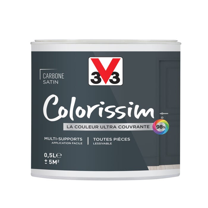 Peinture intérieure multi-supports satin carbone 0,5 L - V33 COLORISSIM