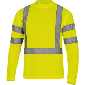 Tee shirt haute visibilité à manches longues jaune T.3XL - DELTA PLUS