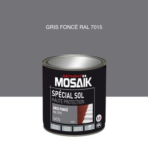 Peinture sol alkyde intérieur extérieur satin gris foncé 0,5 L - MOSAIK