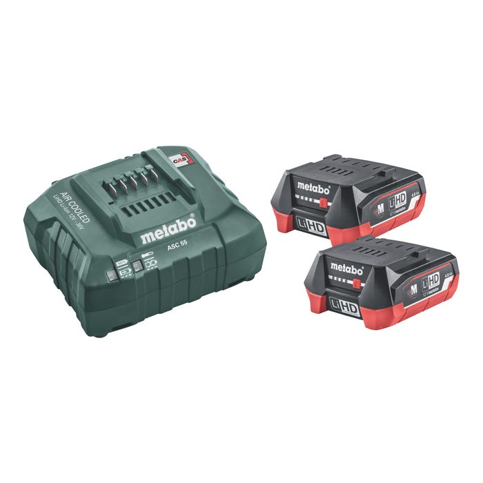 Pack 2 Batteries 12 V 4 Ah LiHD + chargeur ASC55 - METABO