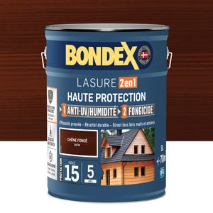 Lasure 2en1 anti UV/humidité et fongicide 5 ans chêne rustique 5 L - BONDEX
