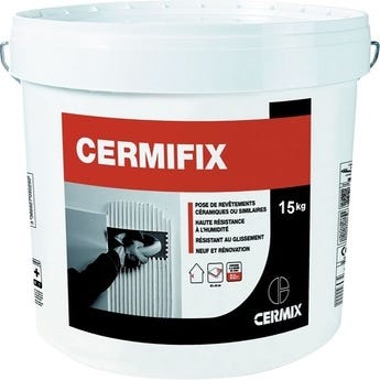 Adhésif colle carrelage en pâte D2ET blanc 15 kg Cermifix - CERMIX