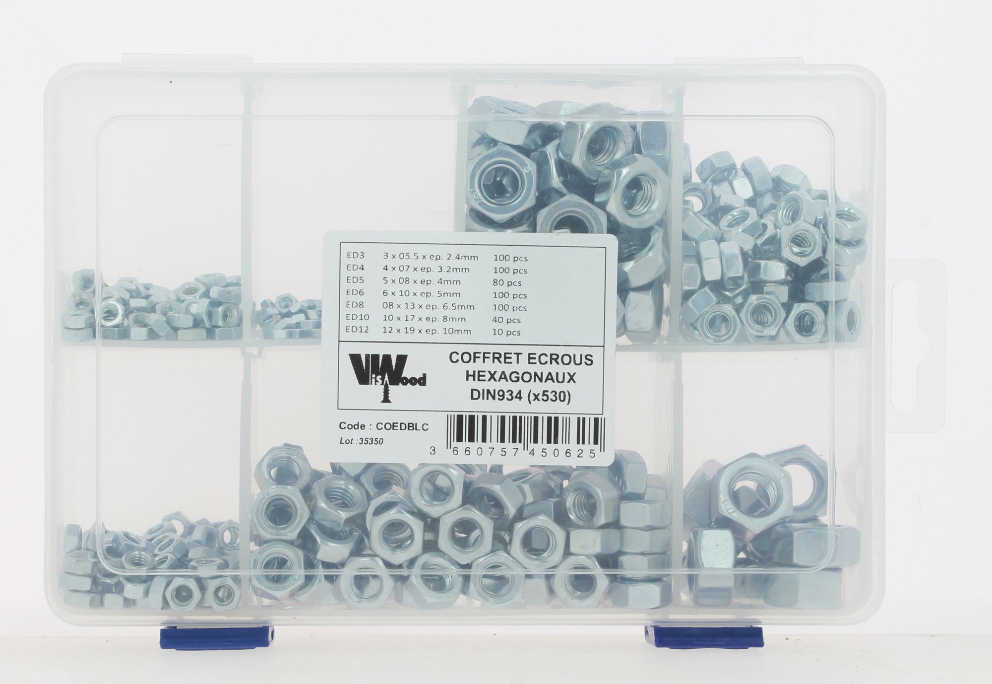 Lot De 30 écrous Fendus Hexagonaux 7/8-14 Filet Fin Zingués - Acier, Grade A563