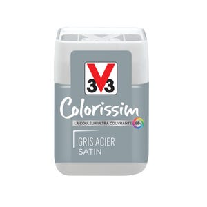 Peinture intérieure multi-supports testeur acrylique satin gris acier 75 ml - V33 COLORISSIM