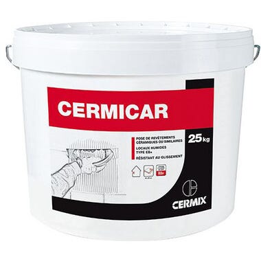 Colle carrelage en pâte D2E blanc 25 kg Cermicar - CERMIX