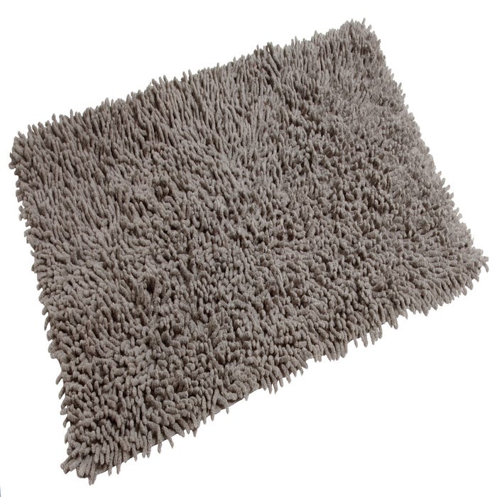 Tapis de bain coton chenille gris l.50 x L.80 cm 